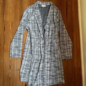 Melloday gray white long trench collar open cardigan SIZE XL